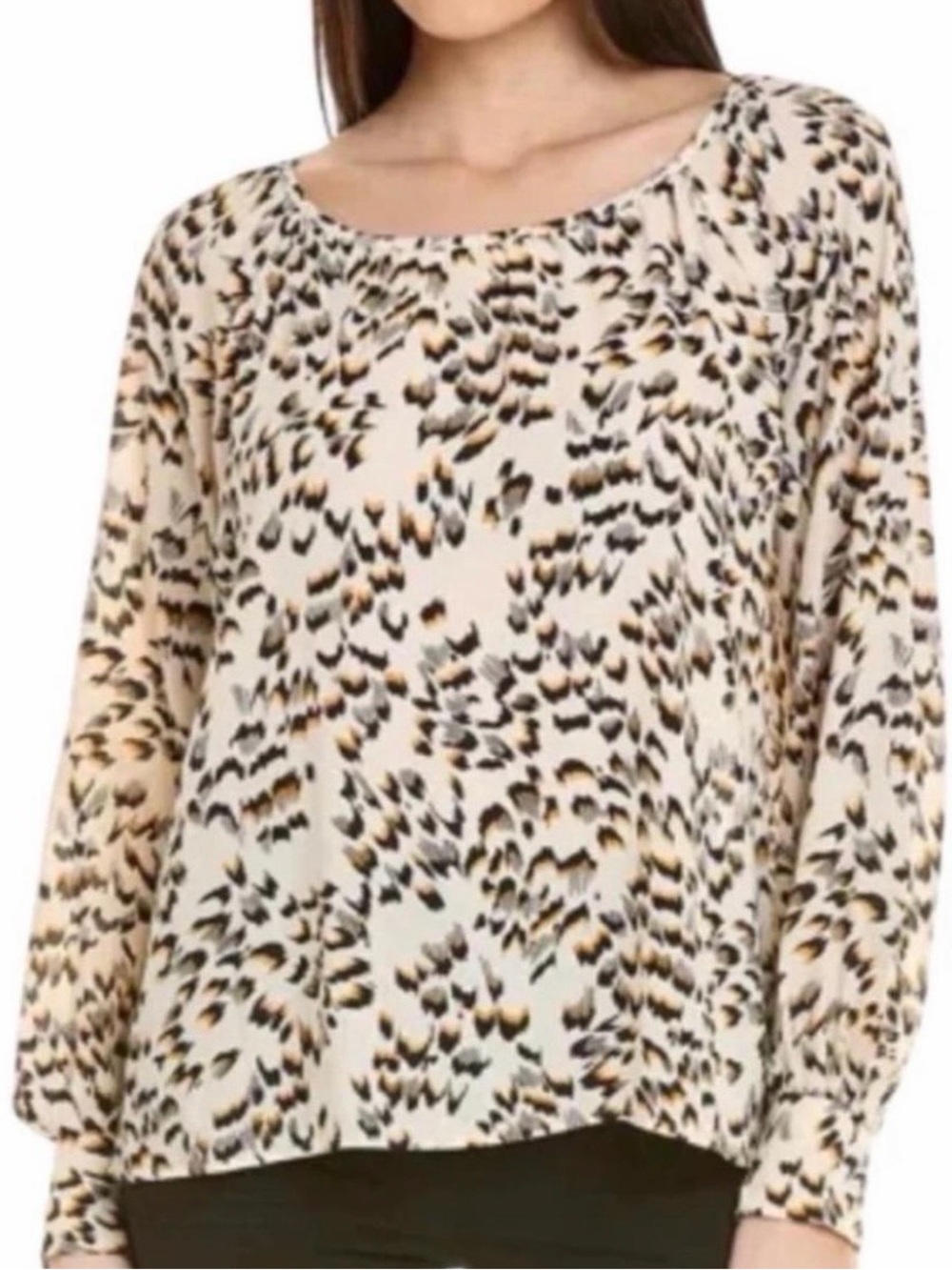 Cabi Round Trip Fall Safari Print Blouse XL